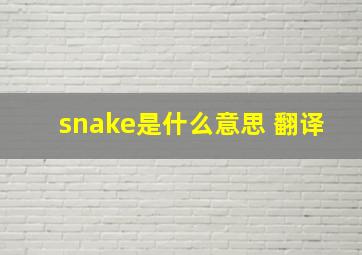 snake是什么意思 翻译